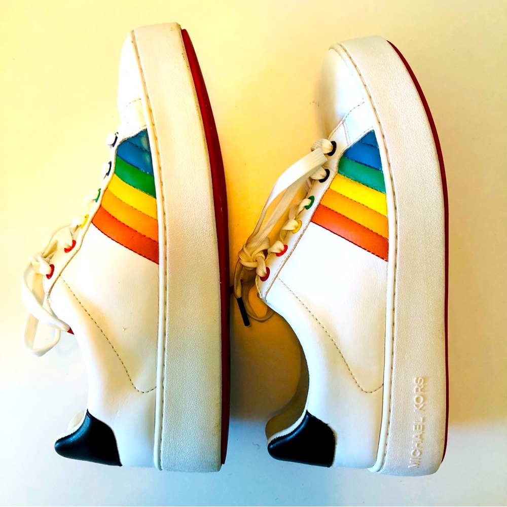 Michael Kors Women's White Rainbow Sneakers - Picture 9 of 11
